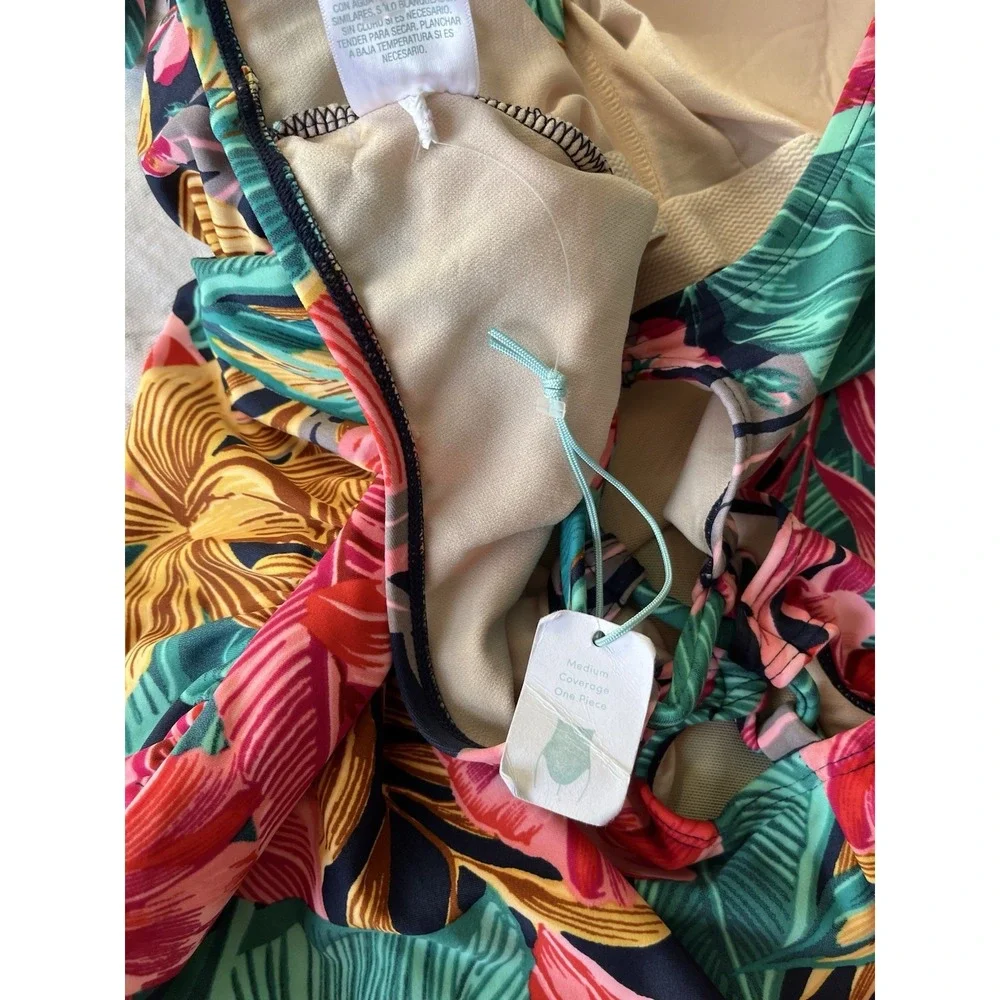 kona sol, Women's, swimsuit‎ Size 24W Floral Hawaiian Print Adjustable Strap